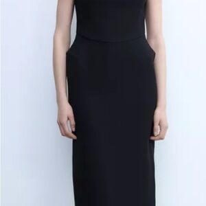Zara Midi Black Textured Dress